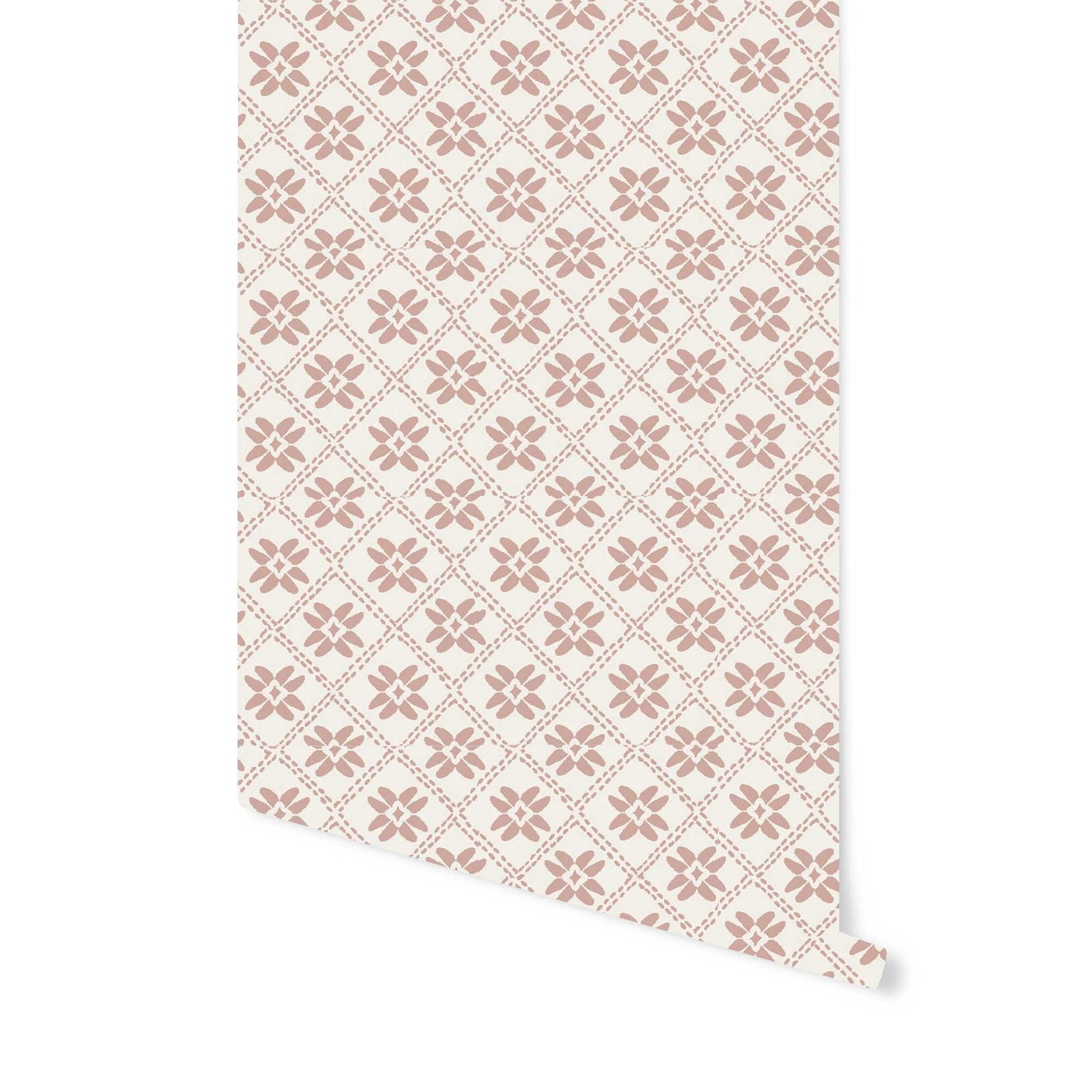 Dainty Lattice Wallpaper in Dusty Pink