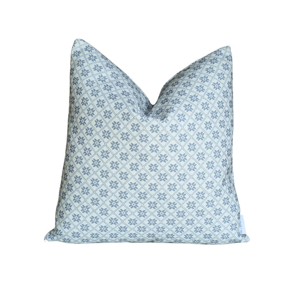 Dainty Lattice Pillow in Dusty Blue