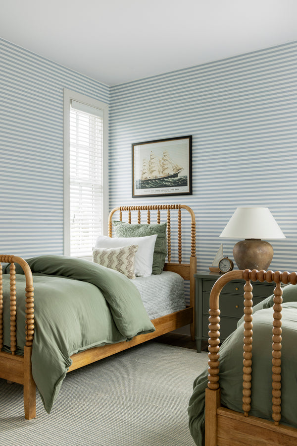 Coastal Stripe Wallpaper in Light Blue