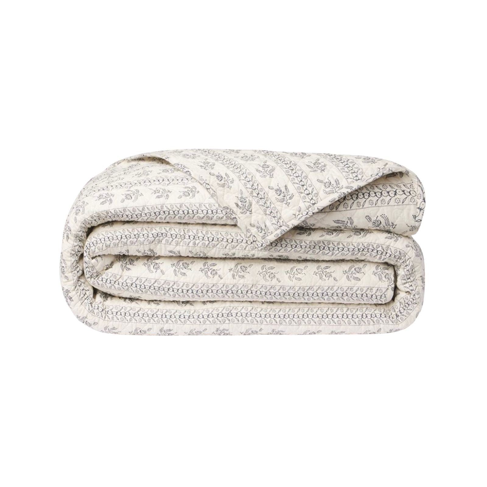 Delicate Floral Stripe Quilt