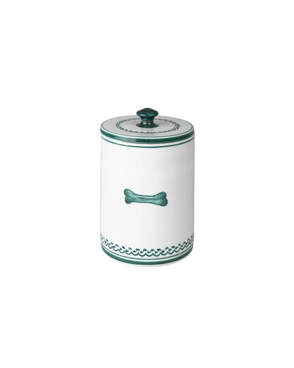 Dog Treat Jar - White & Green