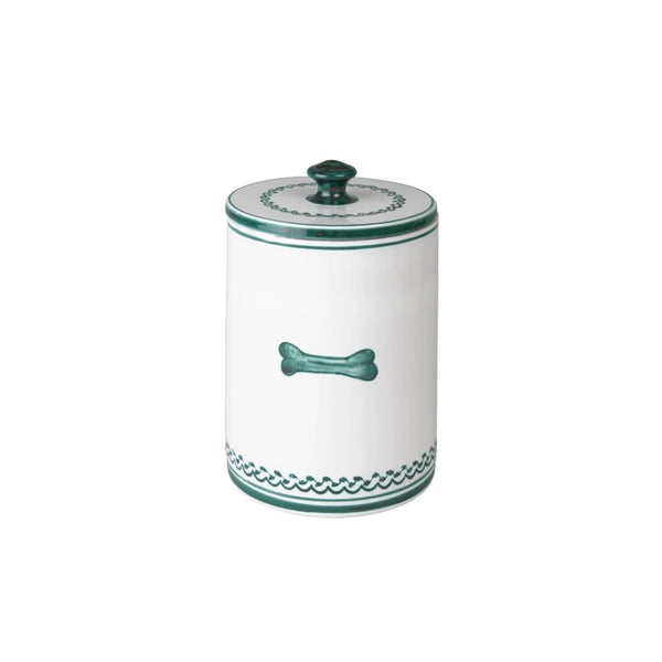 Dog Treat Jar - White & Green