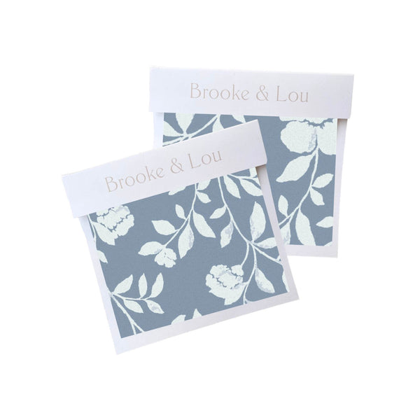 Natasha Floral Fabric in Dusty Blue