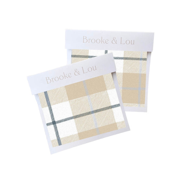 Camden Plaid Fabric in Natural & Navy