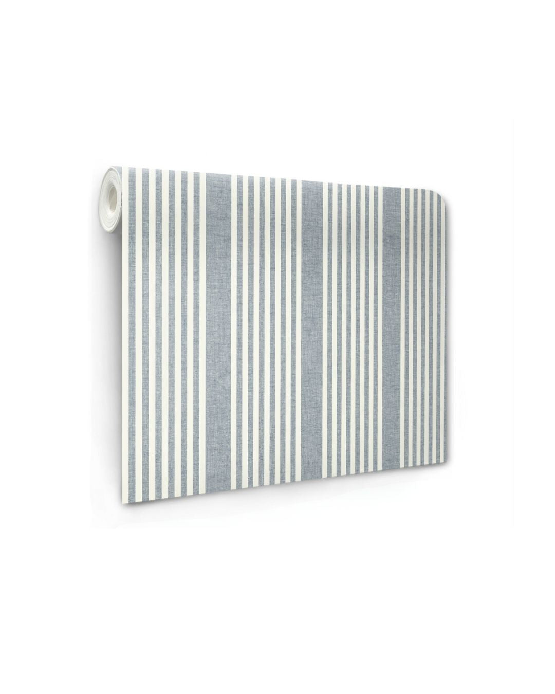 French Linen Stripe Wallpaper in Navy
