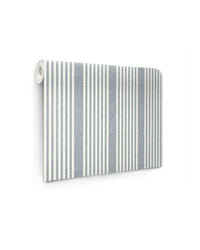 French Linen Stripe Wallpaper in Navy