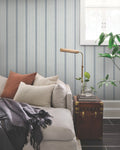 French Linen Stripe Wallpaper in Navy