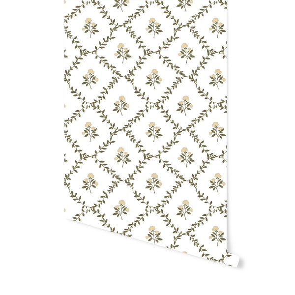 Garden Trellis Wallpaper in Natural