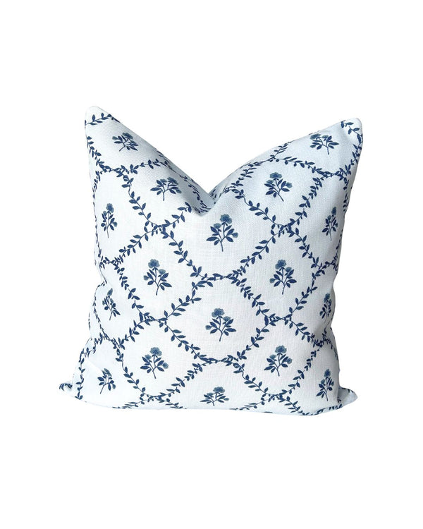 Garden Trellis Pillow in Blue