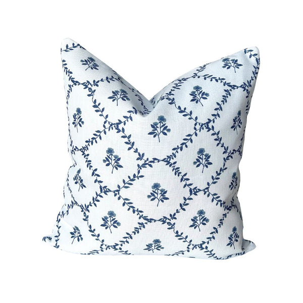 Garden Trellis Pillow in Blue
