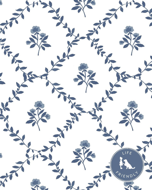 Garden Trellis Pillow in Blue