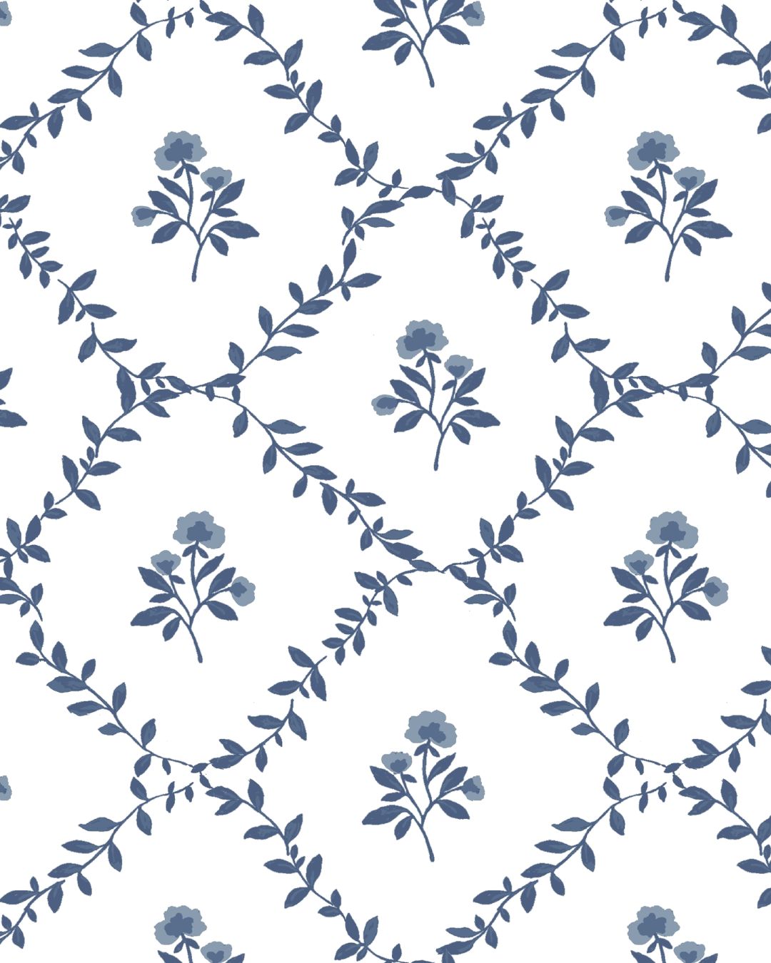 Garden Trellis Fabric in Blue