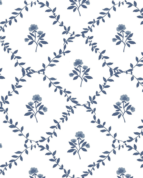 Garden Trellis Fabric in Blue