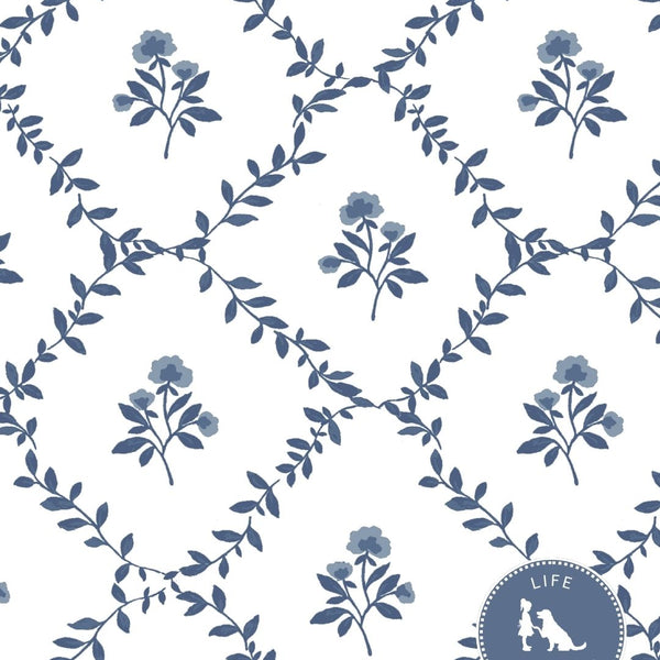 Garden Trellis Fabric in Blue