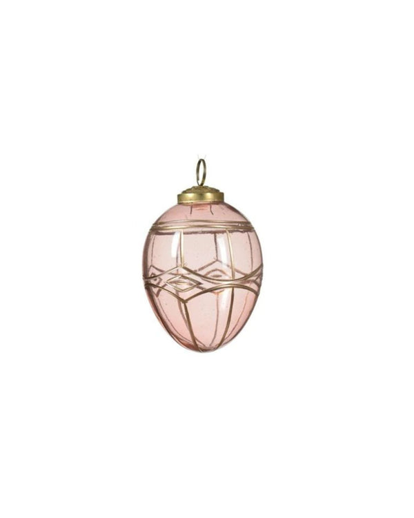 Glass Geometric Border Ornament in Blush