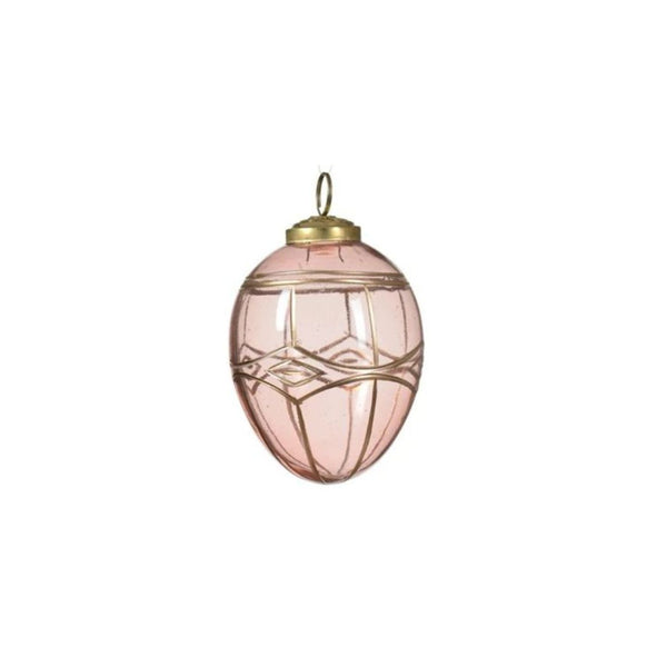 Glass Geometric Border Ornament in Blush