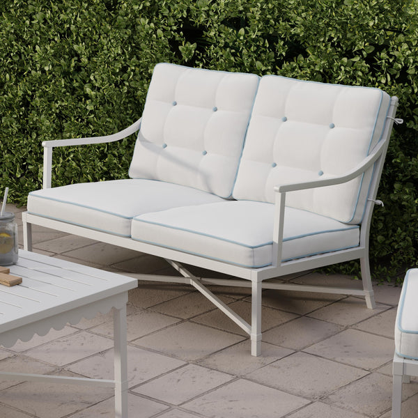 Riviera Love Seat in Alabaster