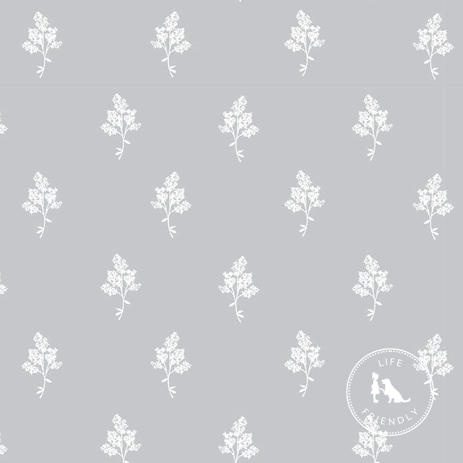 Hannah Floral Fabric in Stone Grey