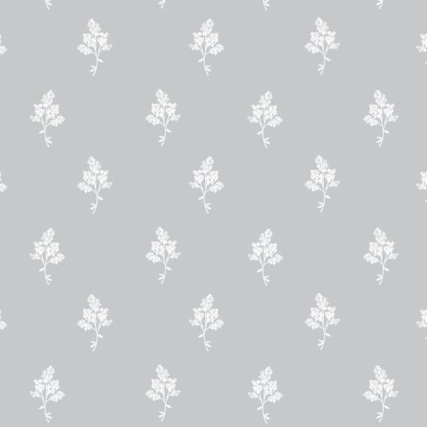 Hannah Floral Fabric in Stone Grey