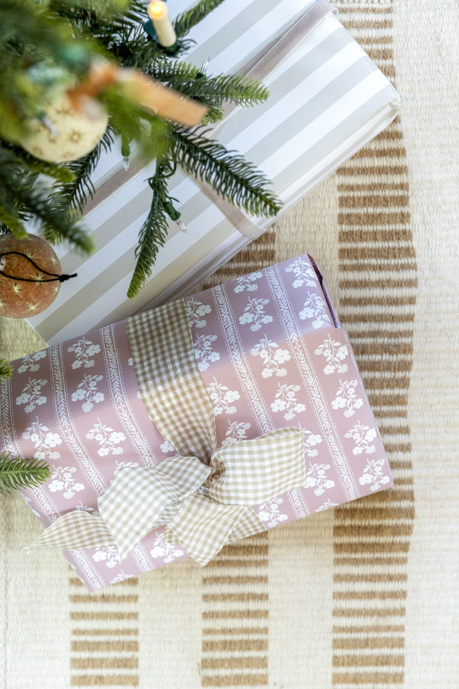Hollyhock Floral in Dusty Pink Wrapping Paper