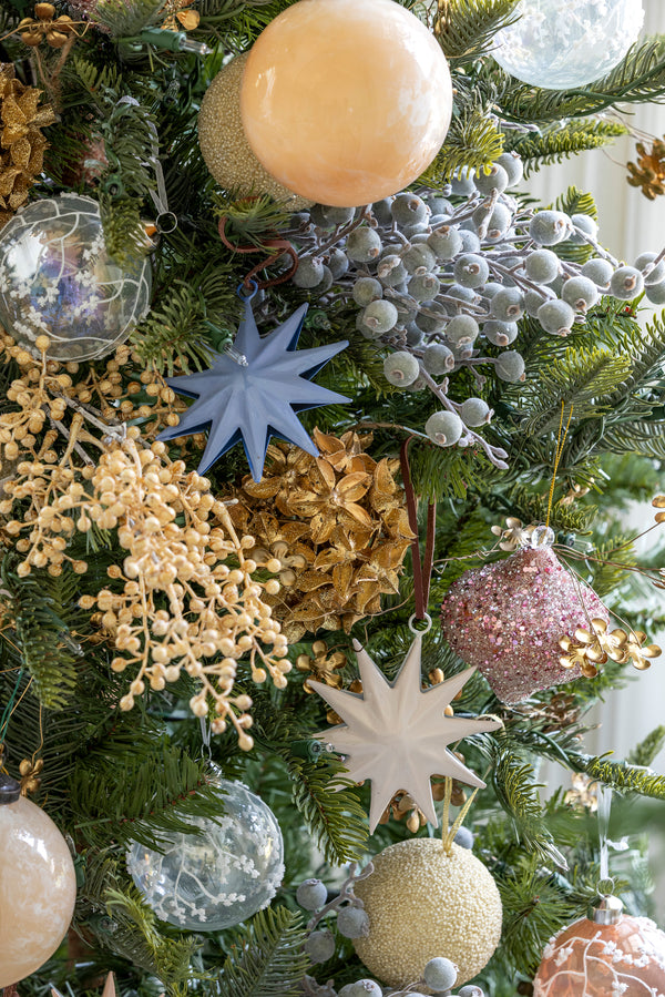Painted Holiday Star Ornament in French Blue