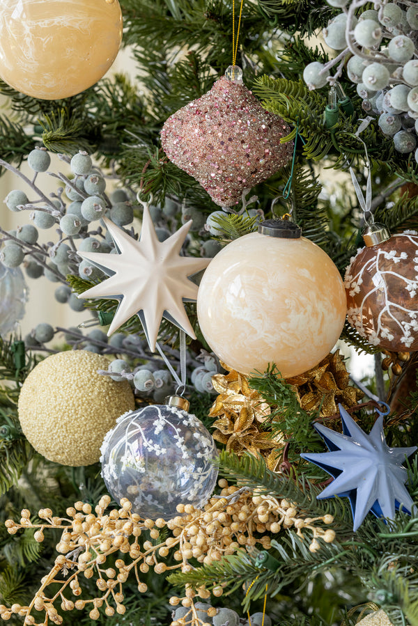 Painted Holiday Star Ornament in Cream