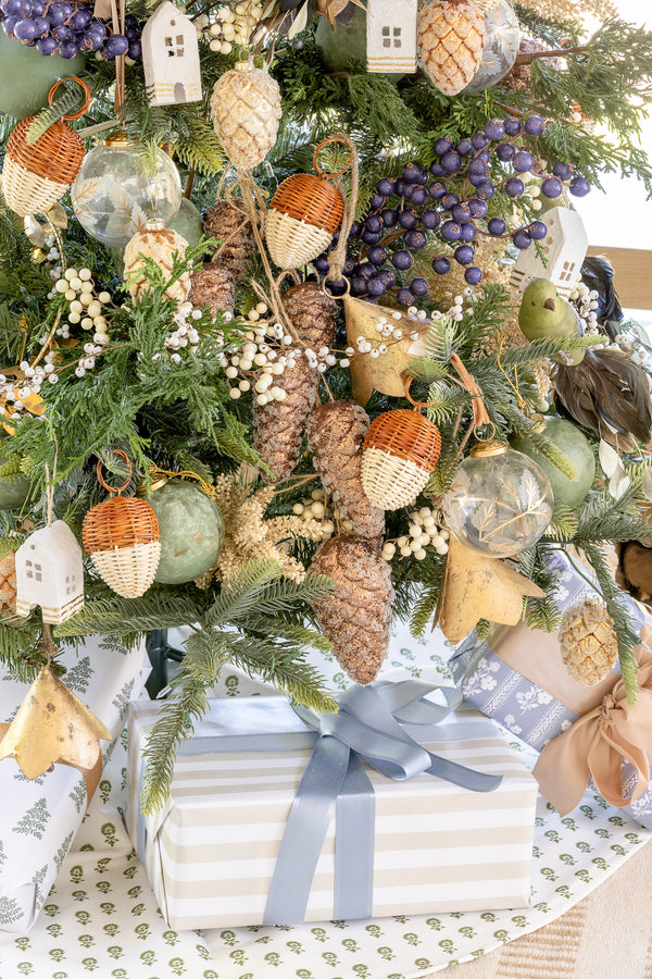 Glittered Pinecone Ornament- Light Brown