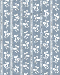 Hollyhock Floral Fabric in Dusty Blue