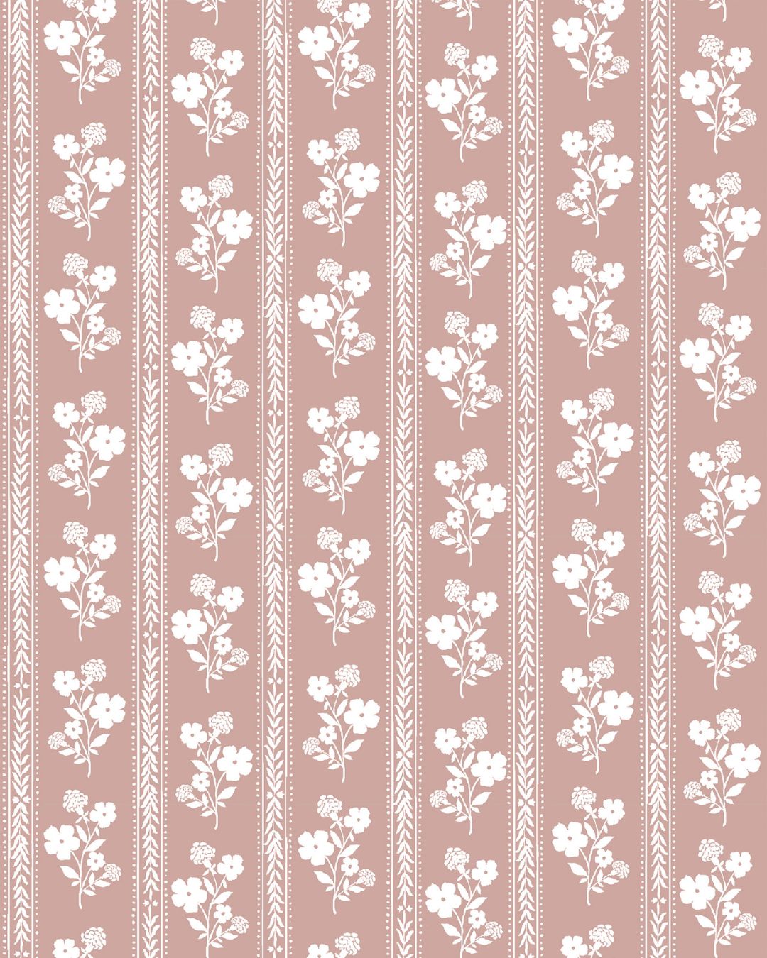 Hollyhock Floral Fabric in Dusty Pink