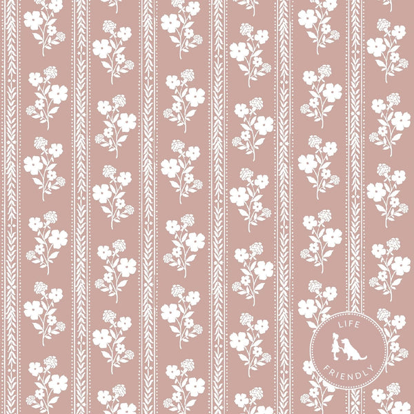 Hollyhock Floral Fabric in Dusty Pink