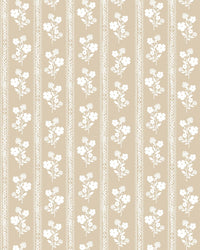 Hollyhock Floral Fabric in Natural
