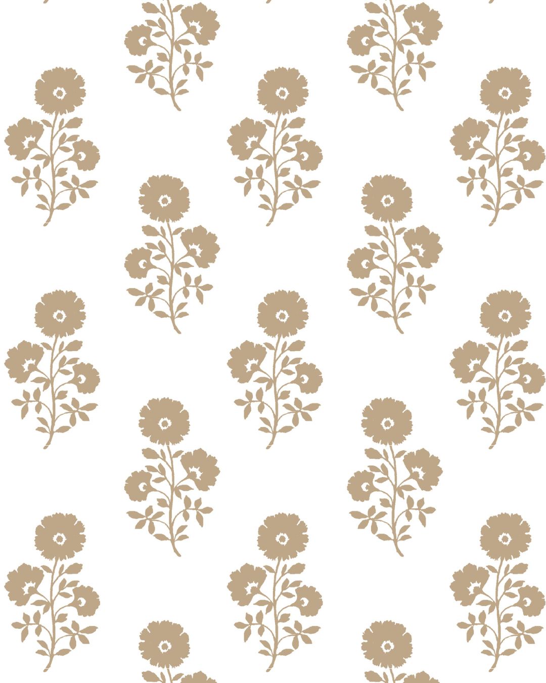 Julia Floral Fabric in Camel on White