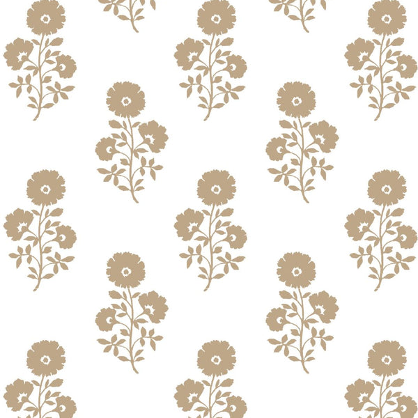 Julia Floral Fabric in Camel on White