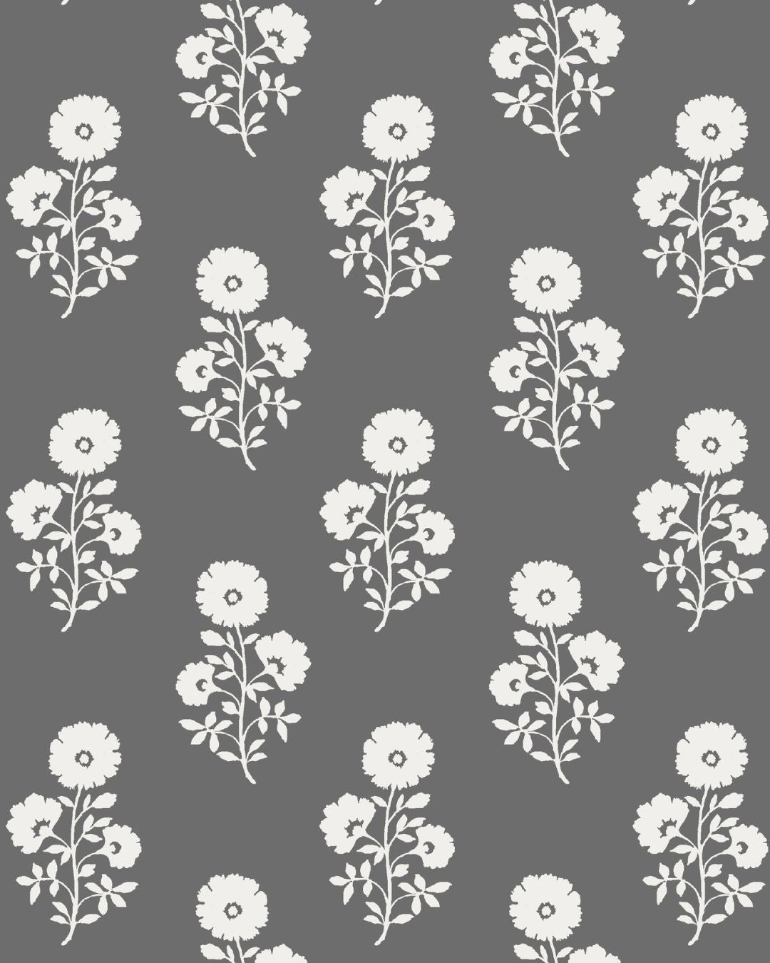 Julia Floral Fabric in Charcoal