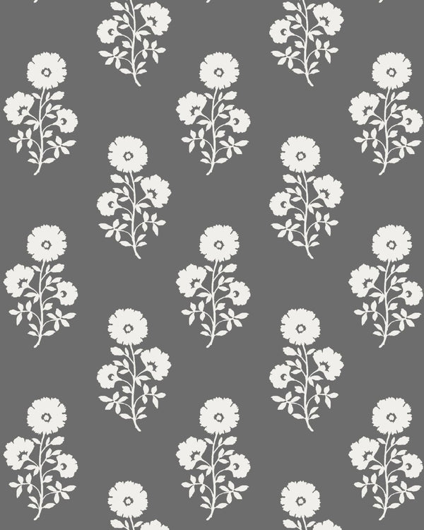 Julia Floral Fabric in Charcoal