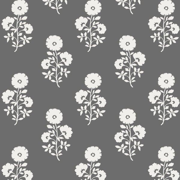 Julia Floral Fabric in Charcoal