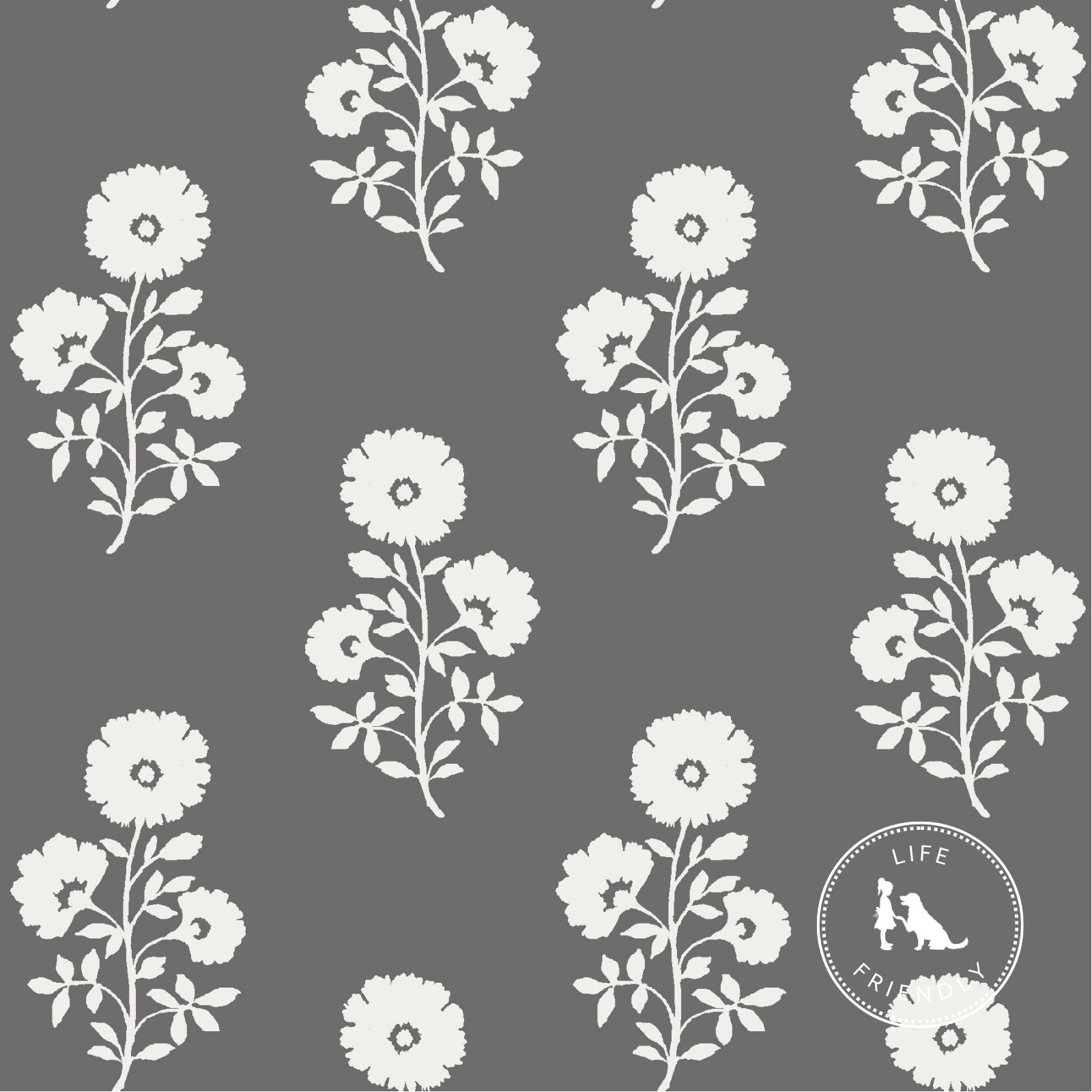 Julia Floral Fabric in Charcoal