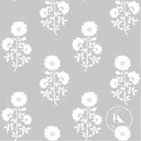 Julia Floral Fabric in Stone Grey