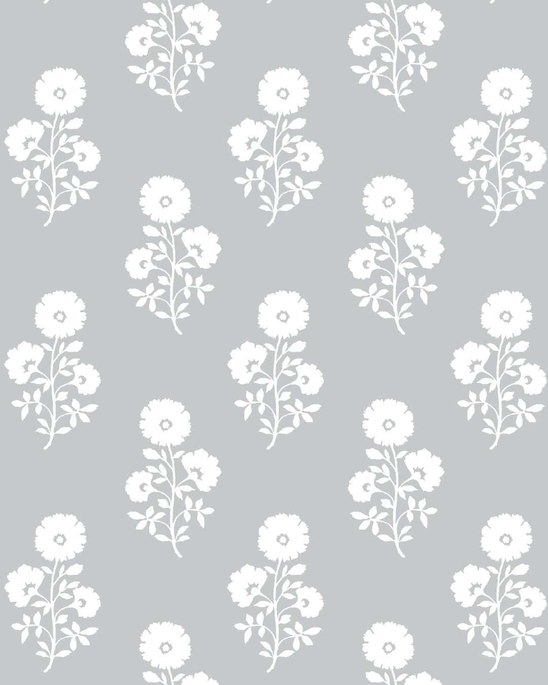 Julia Floral Fabric in Stone Grey