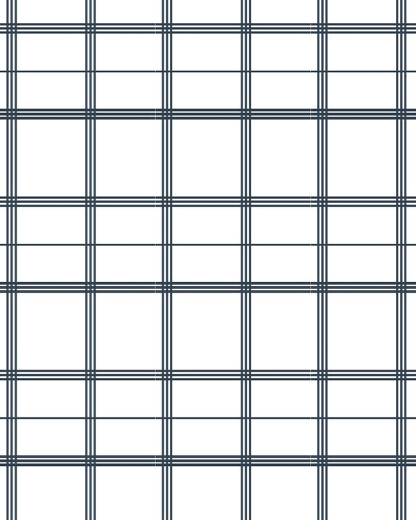 Linden Plaid Fabric in Navy