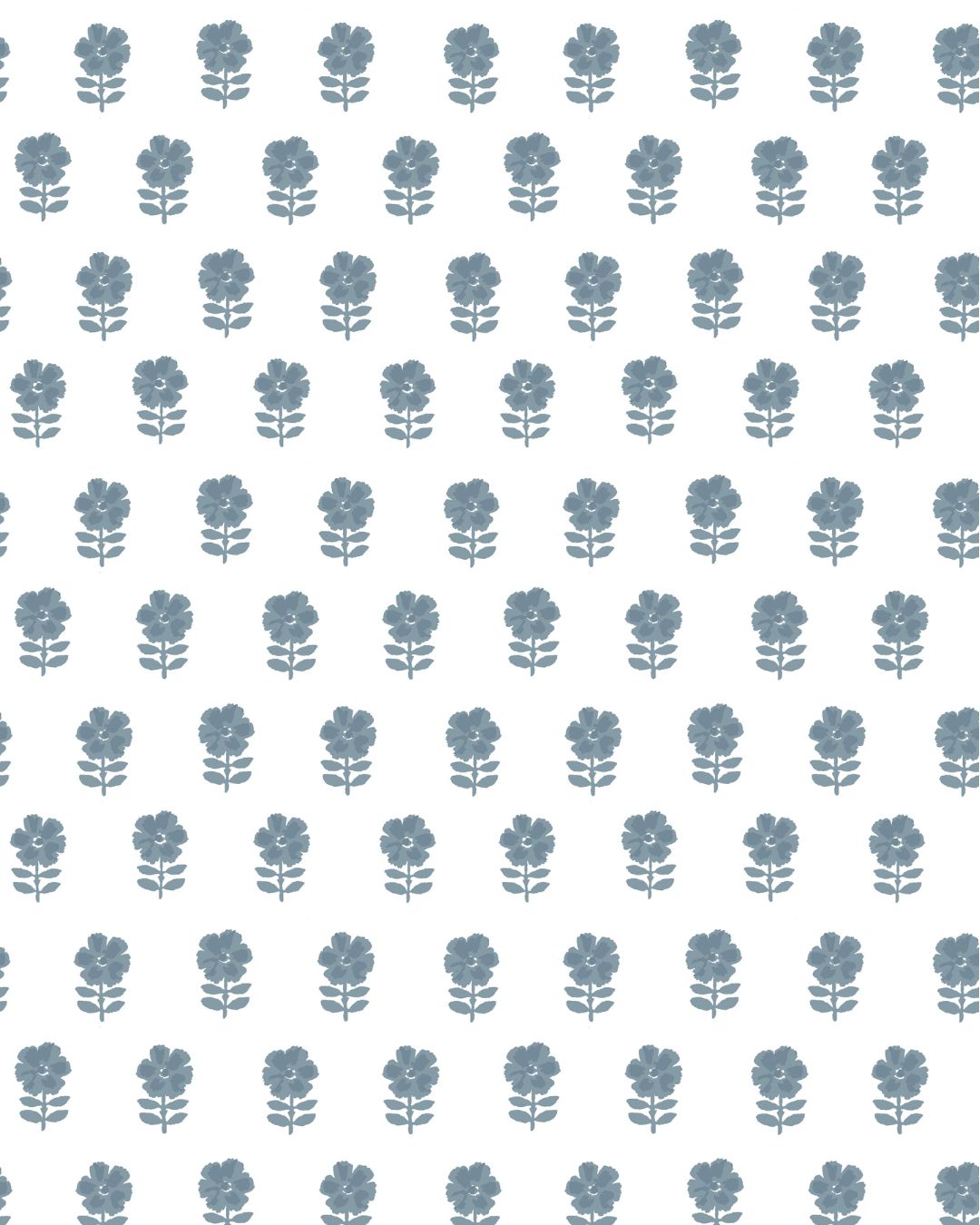 Lulu Floral Fabric in Dusty Blue