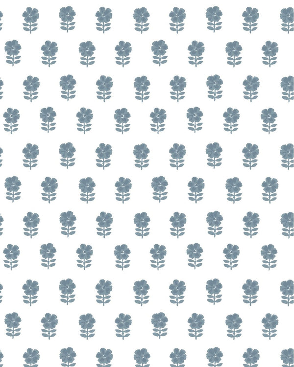 Lulu Floral Fabric in Dusty Blue