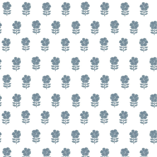 Lulu Floral Fabric in Dusty Blue