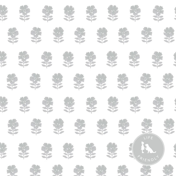 Lulu Floral Fabric in Stone Grey