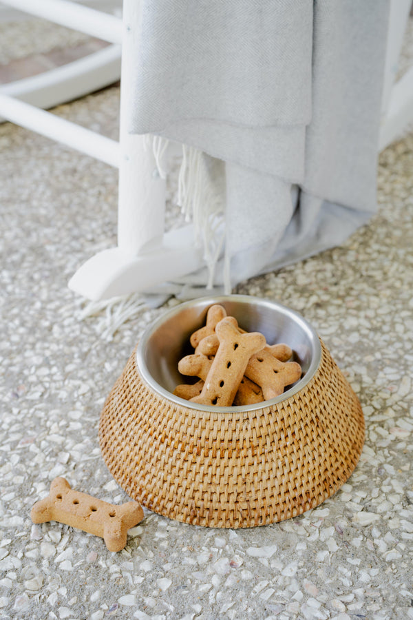 Honey Rattan Dog Bowl