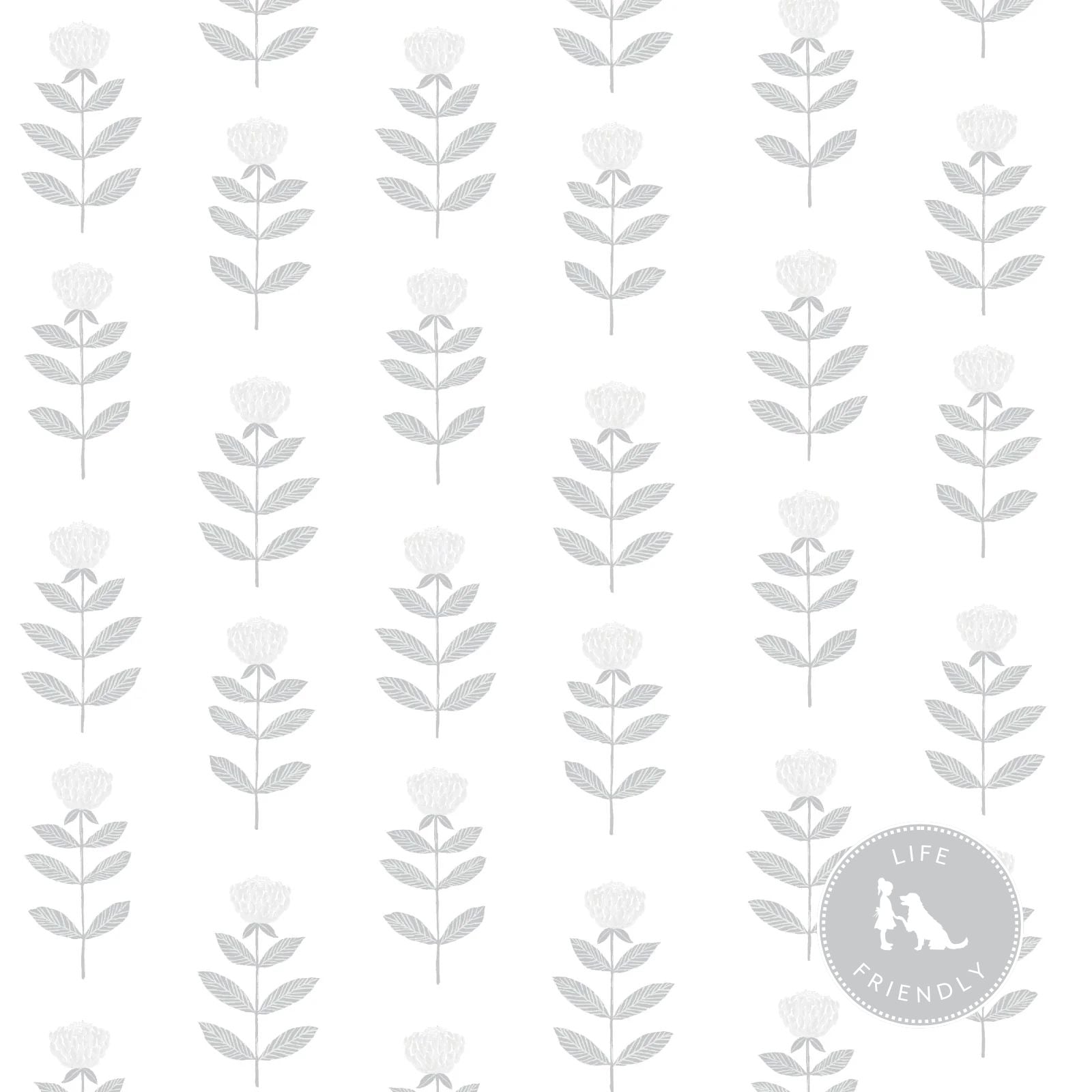 Madison Floral Fabric in Stone Grey