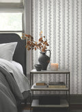 Marie Floral Stripe Wallpaper in Black