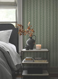 Marie Floral Stripe Wallpaper in Forest