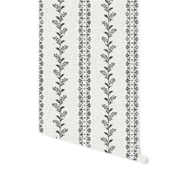 Marie Floral Stripe Wallpaper in Black