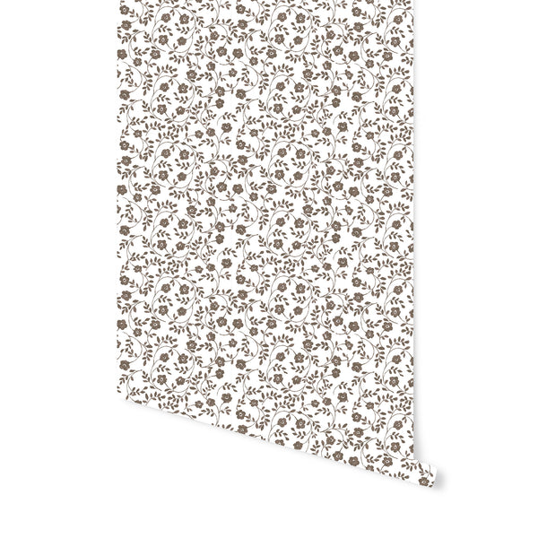 Market Floral Wallpaper in Latte